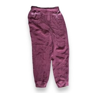 St John burgundy silk jogger pants